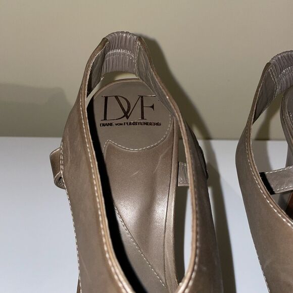 Diane Von Furstenberg Zia ll Leather Platform Heels Size 10 M - Picture 2 of 4